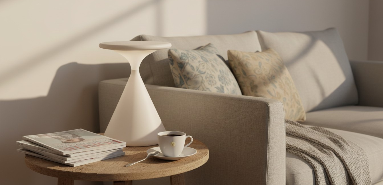 Lampe rechargeable Salt Pepper dans un salon