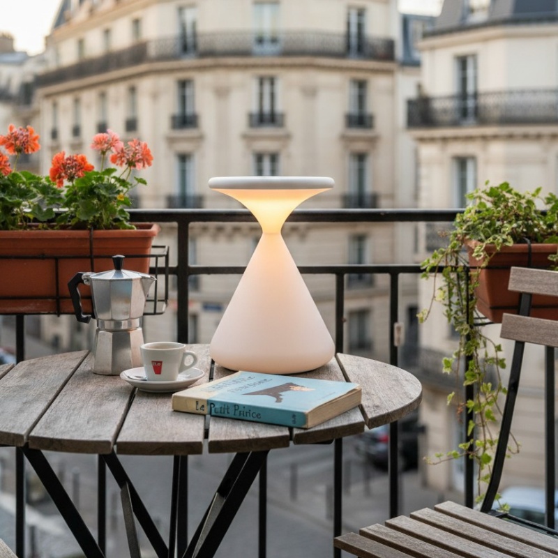 Lampe Salt Pepper sur un balcon
