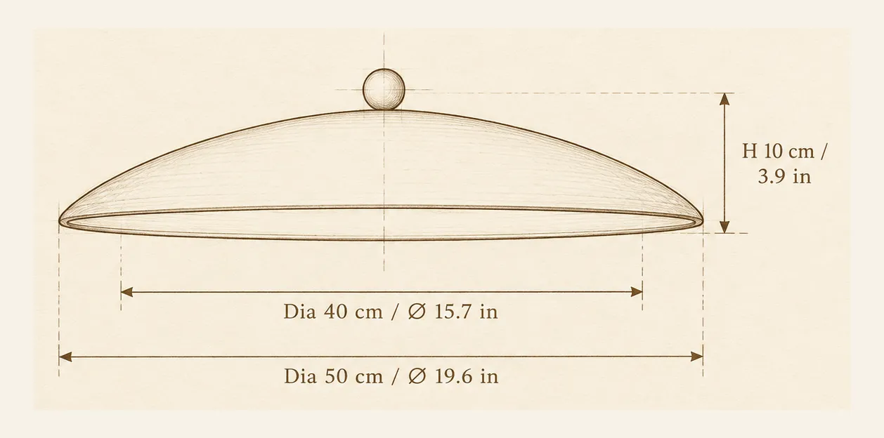 Schéma dessiné à la main, Dia 40 cm ou 50 cm, et H 10 cm