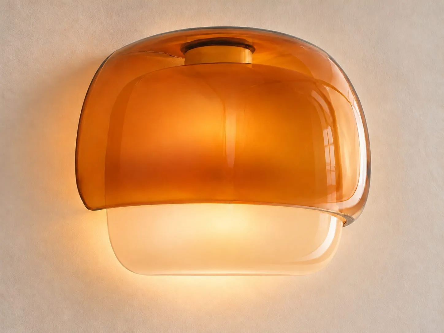 Dark orange double mushroom glass shade