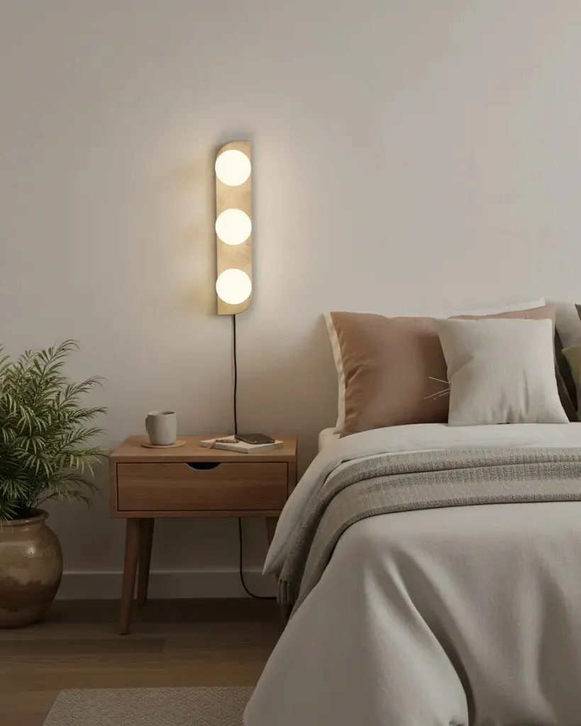 Aplique Neptune de enchufe junto a la cama