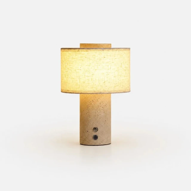 Travertine linen lamp