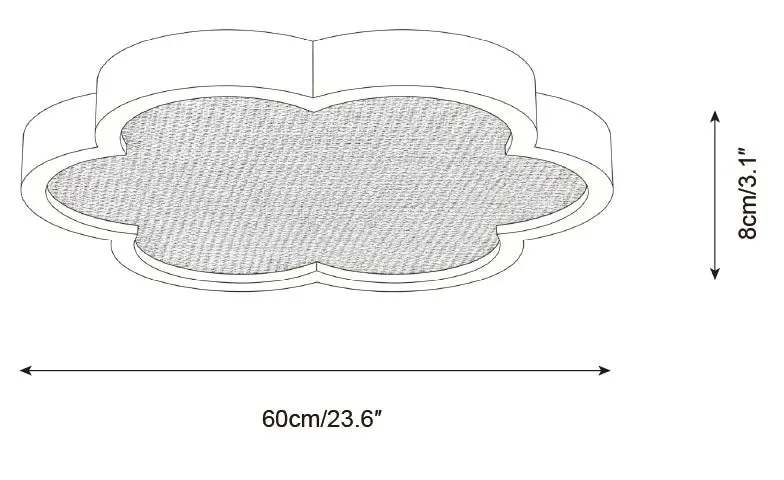 Maattekening van de Cocoon-lamp, 60 cm, 8 cm hoog