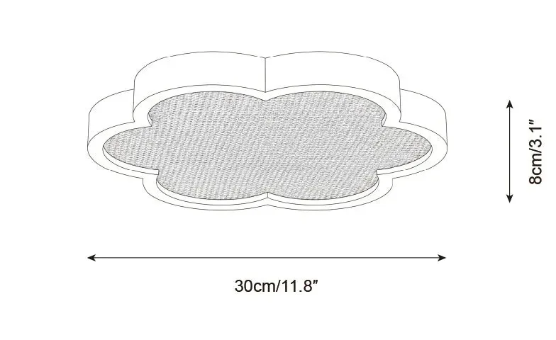 Maattekening van de Cocoon-lamp, 30 cm, 8 cm hoog