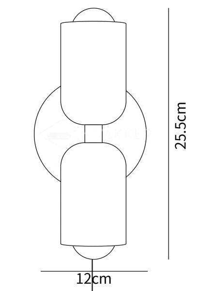 Schema misure, 12 cm di larghezza e 25,5 cm di altezza