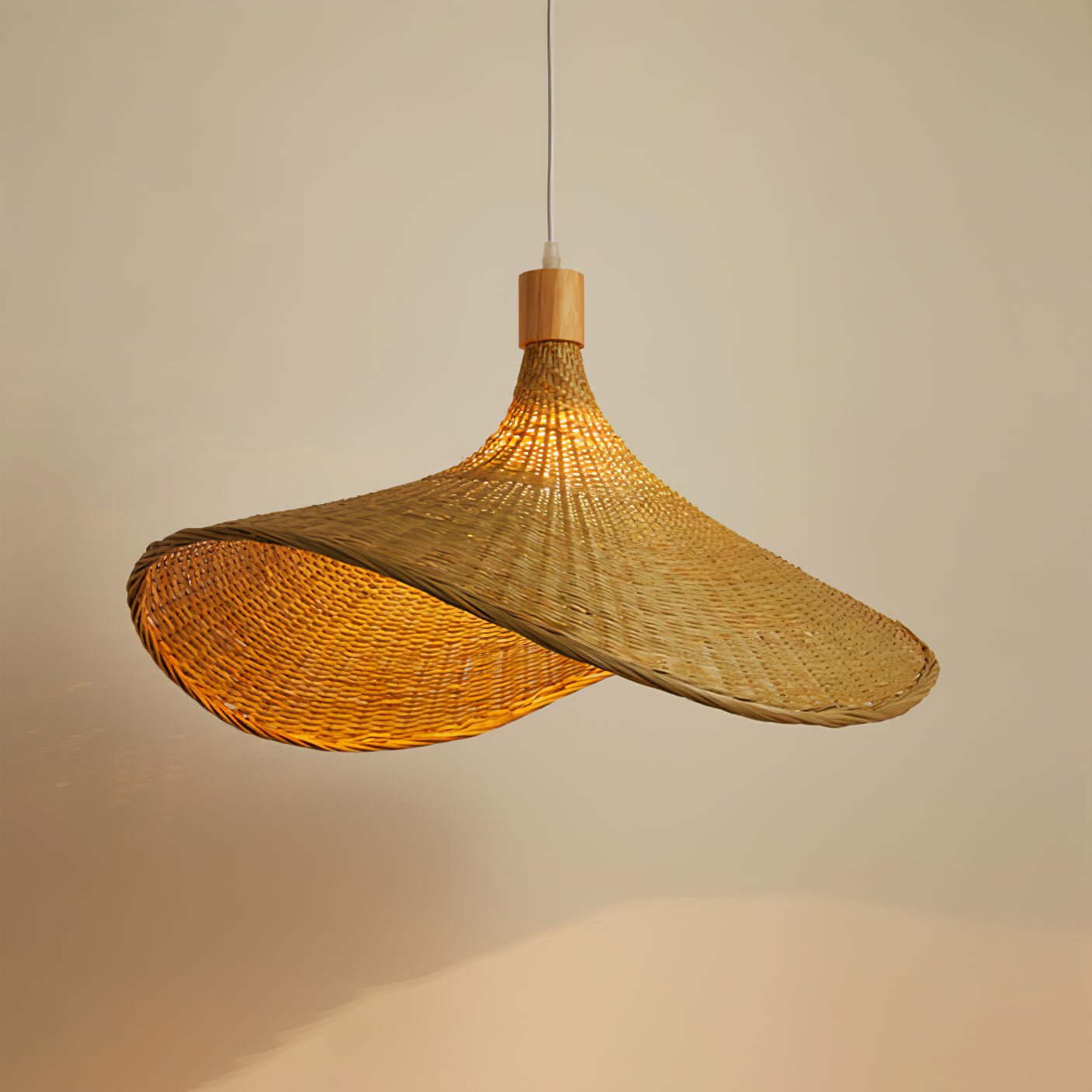 Rattan Weave Hat Pendant Light - Vakkerlight