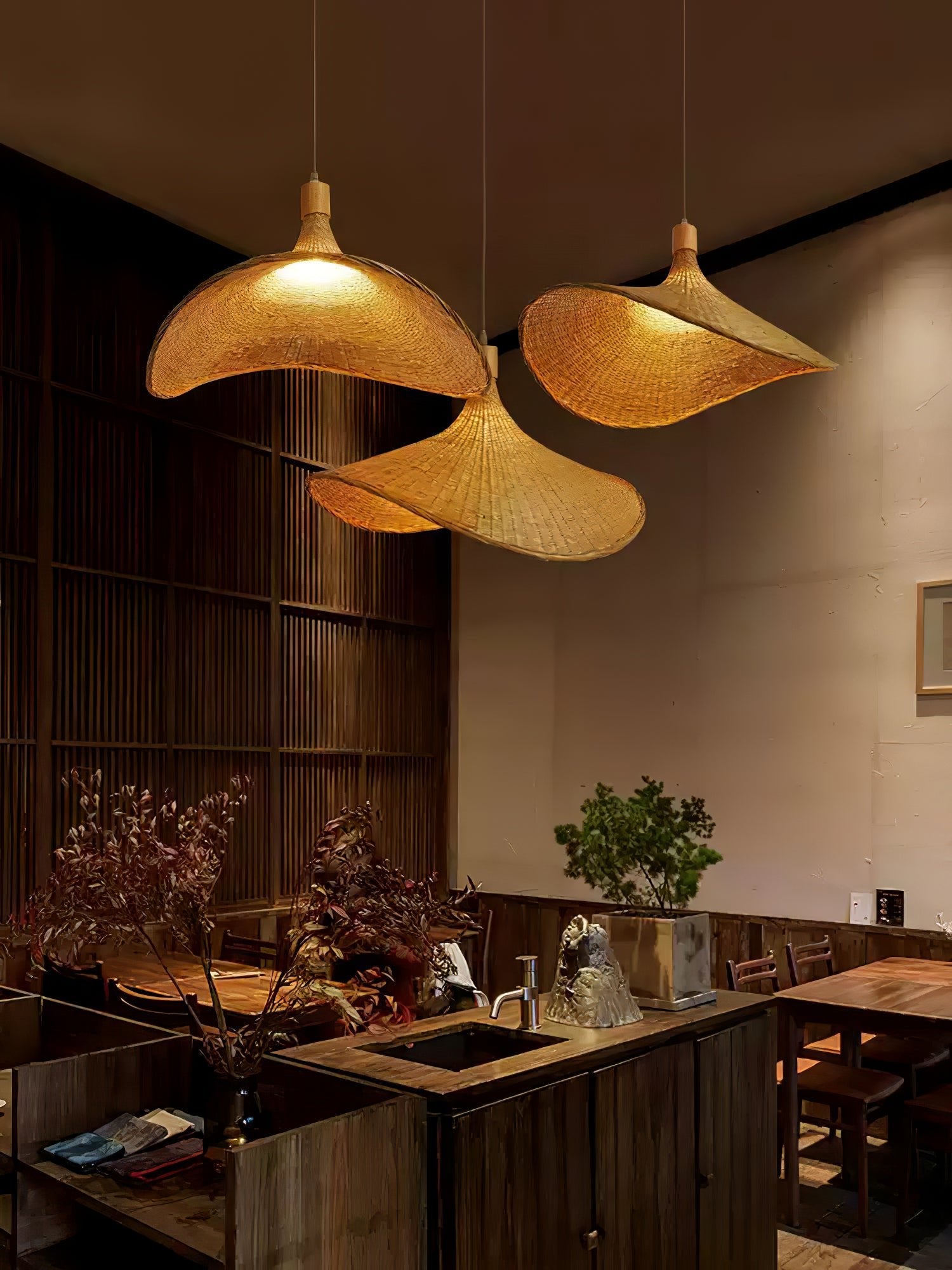 Rattan Weave Hat Pendant Light - Vakkerlight