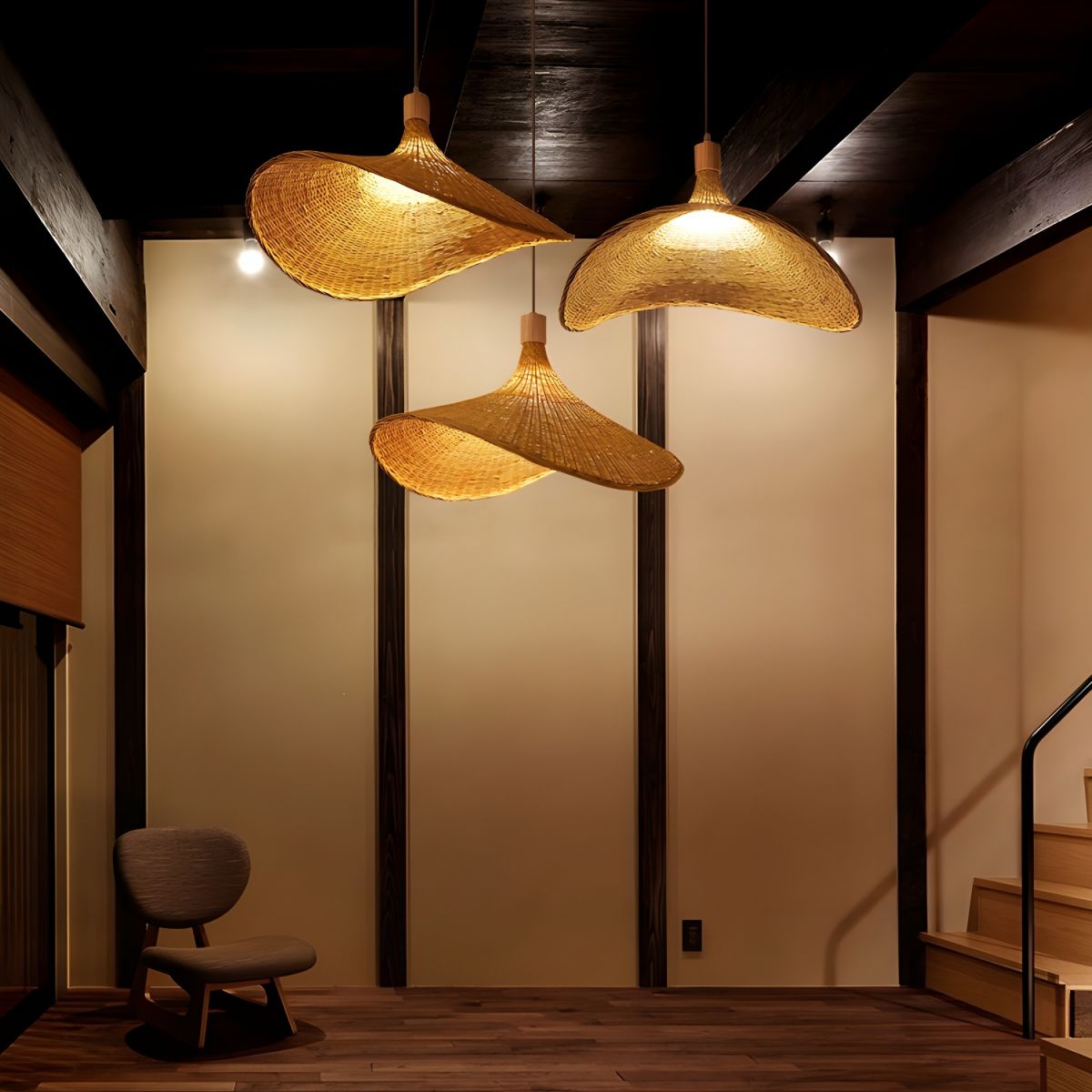 Rattan Weave Hat Pendant Light - Vakkerlight