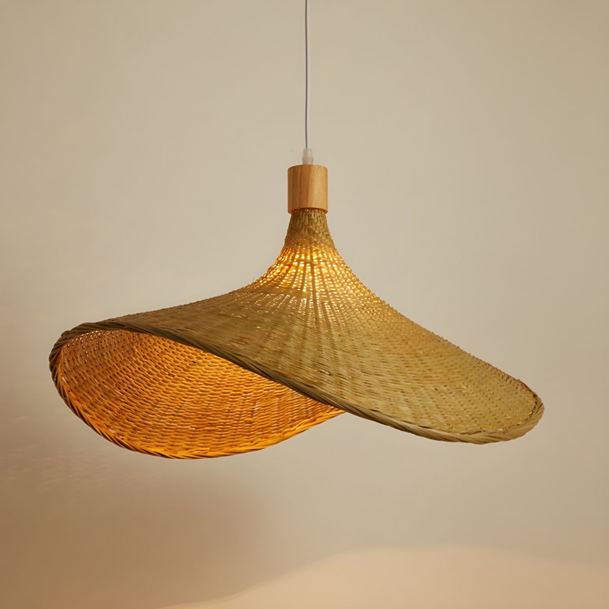 Rattan Weave Hat Pendant Light - Vakkerlight