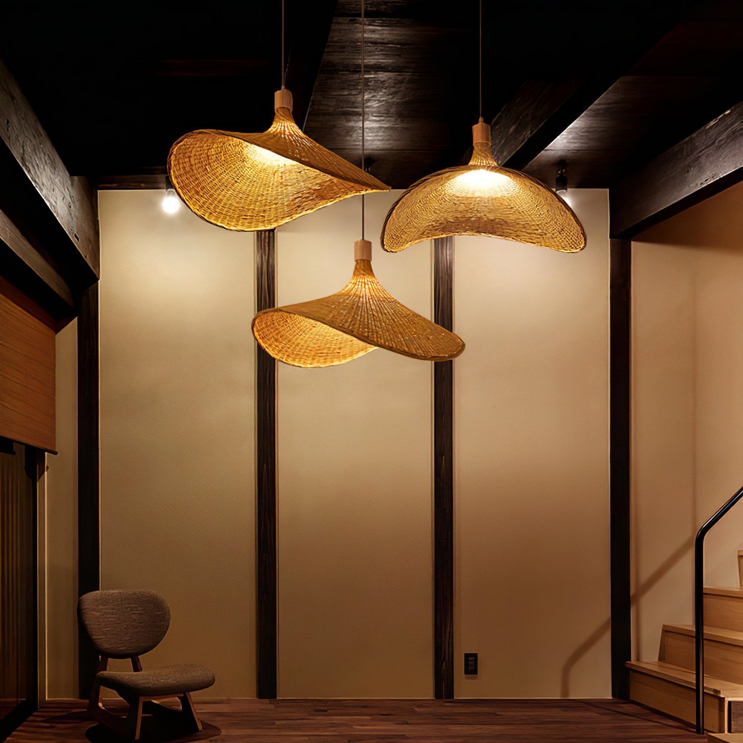 Rattan Weave Hat Pendant Light - Vakkerlight