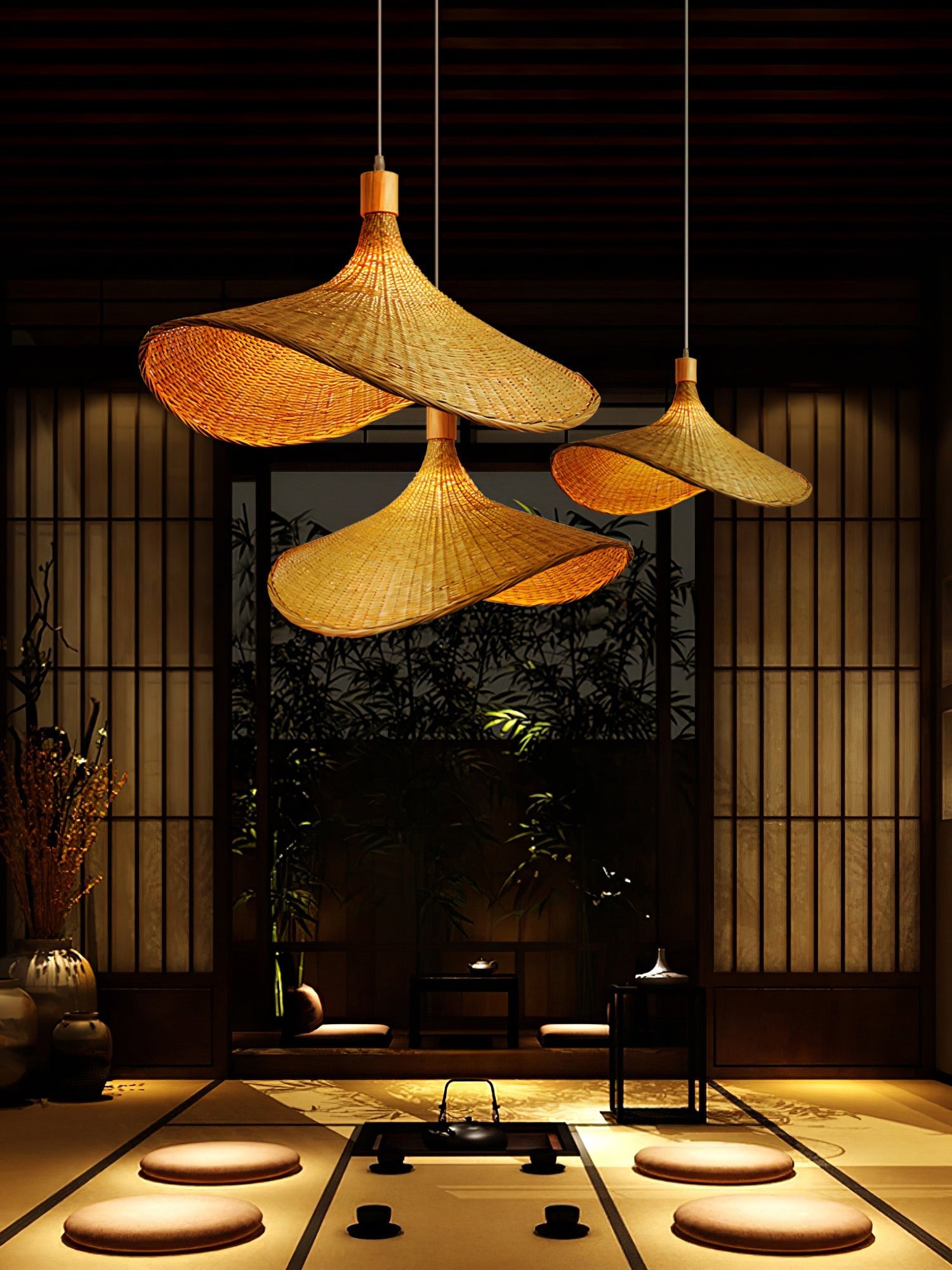 Rattan Weave Hat Pendant Light - Vakkerlight