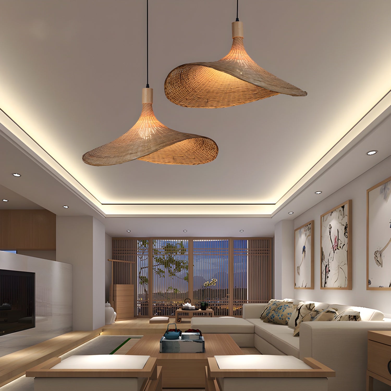 Rattan Weave Hat Pendant Light - Vakkerlight