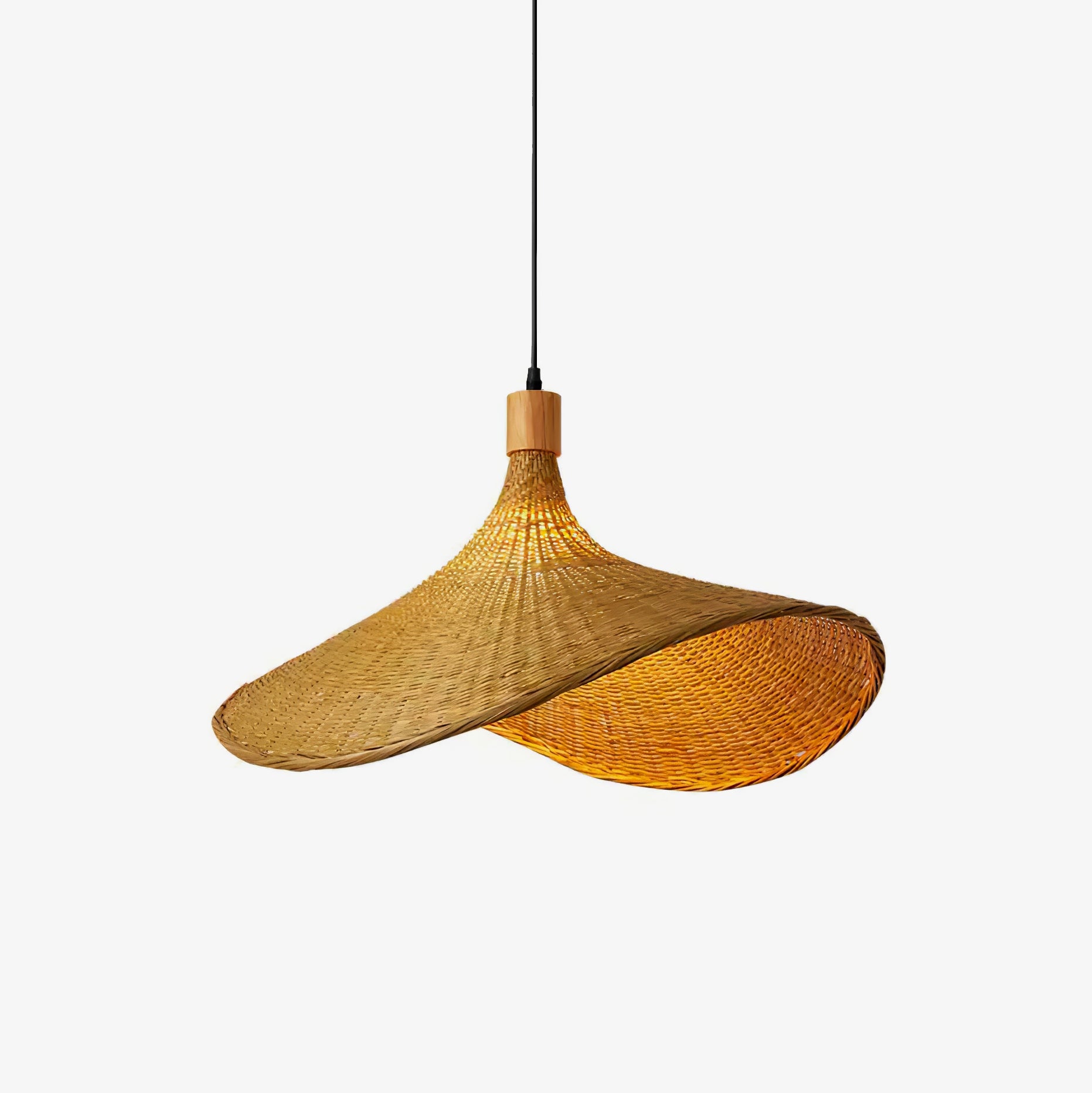 Rattan Weave Hat Pendant Light - Vakkerlight