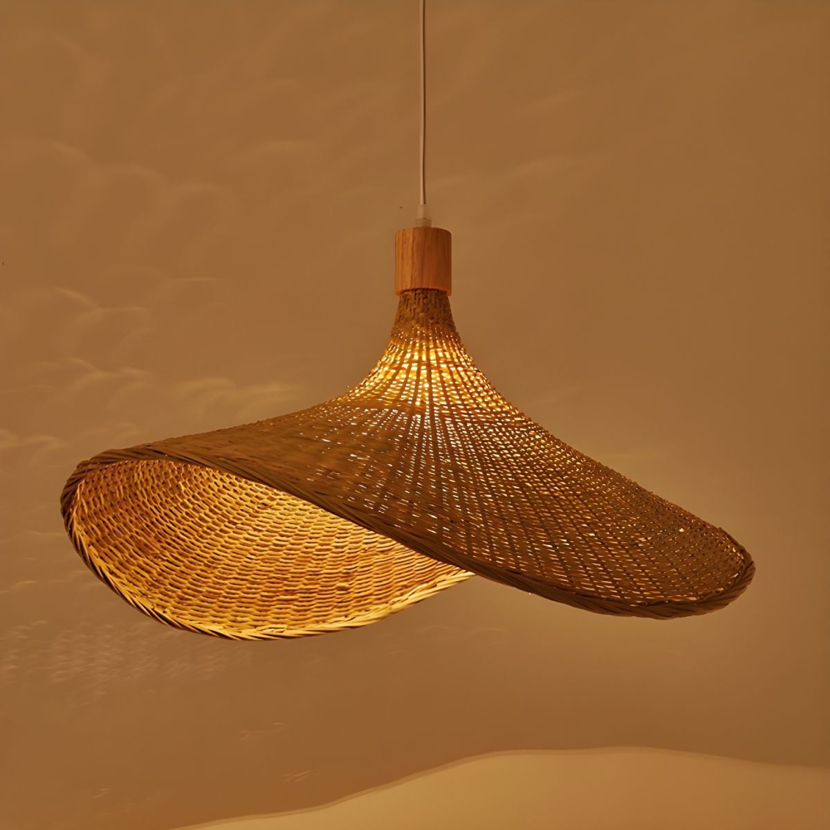 Rattan Weave Hat Pendant Light - Vakkerlight