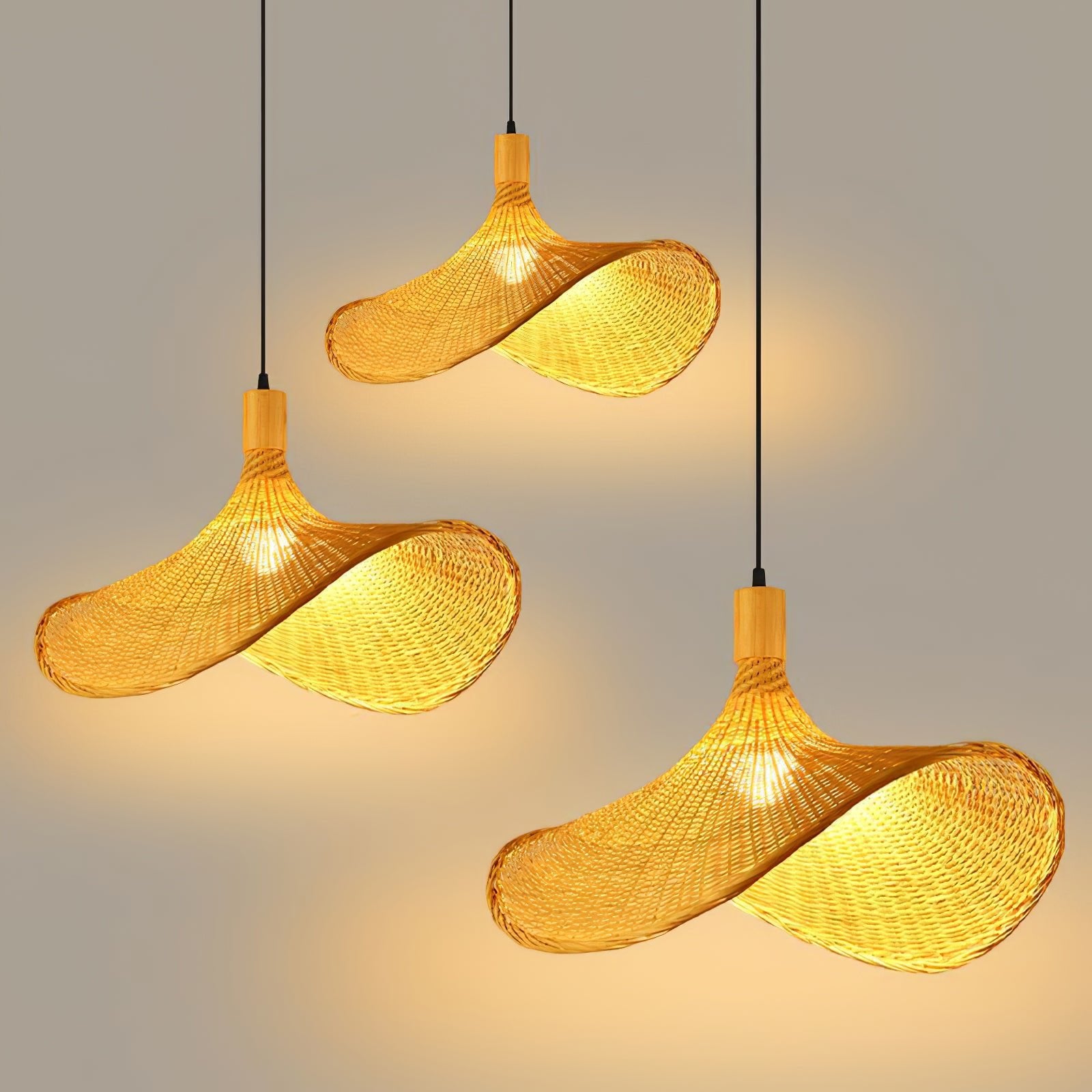 Rattan Weave Hat Pendant Light - Vakkerlight