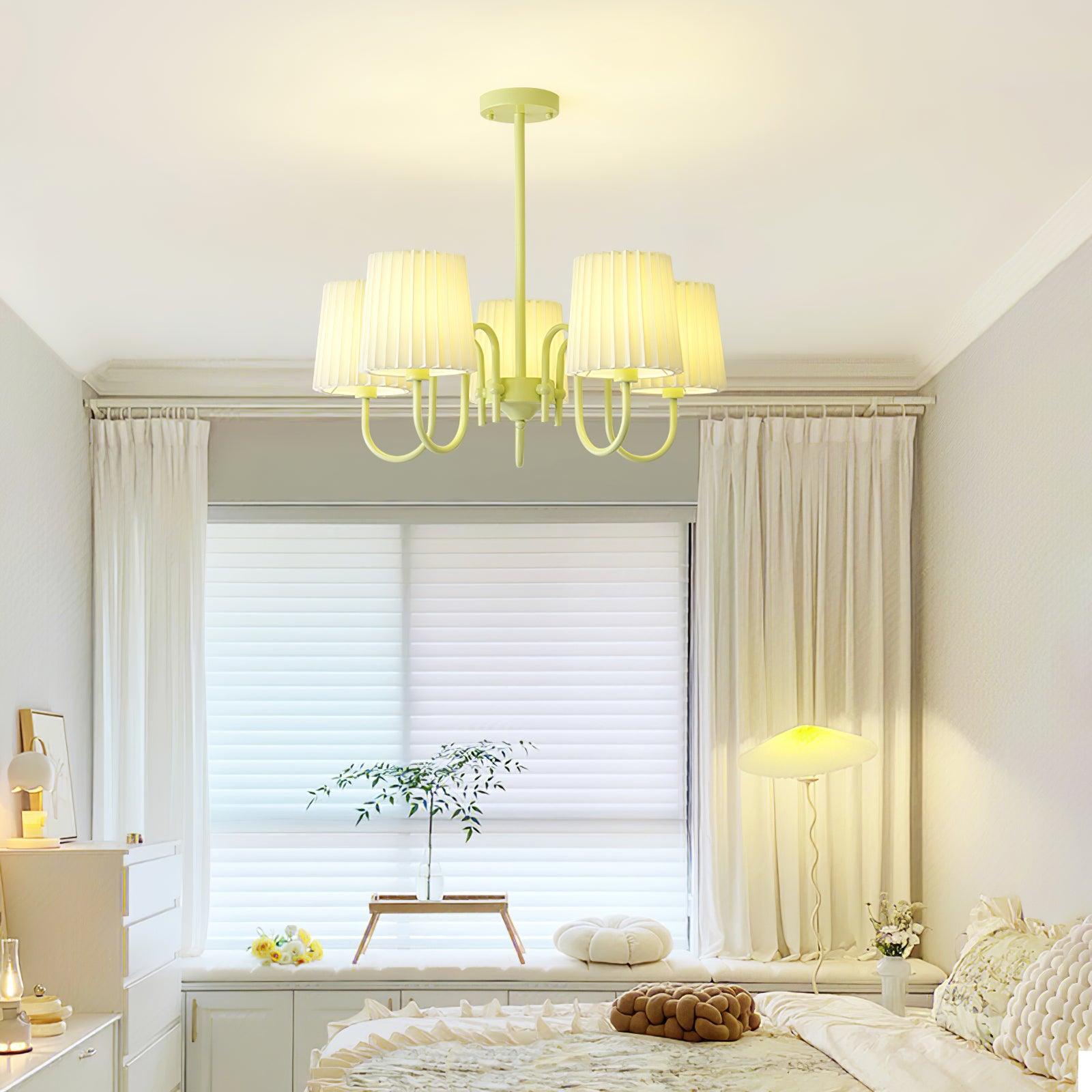 Pleated Fabric Matcha Chandelier - Vakkerlight