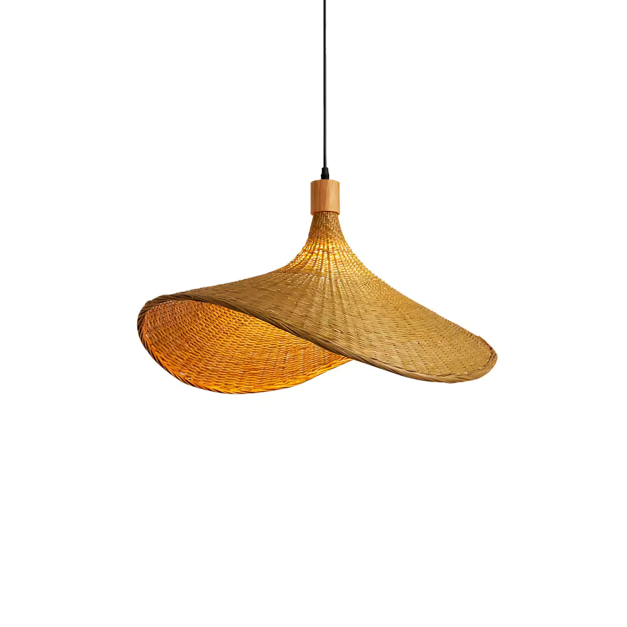 Rattan Weave Hat Pendant Light - Vakkerlight