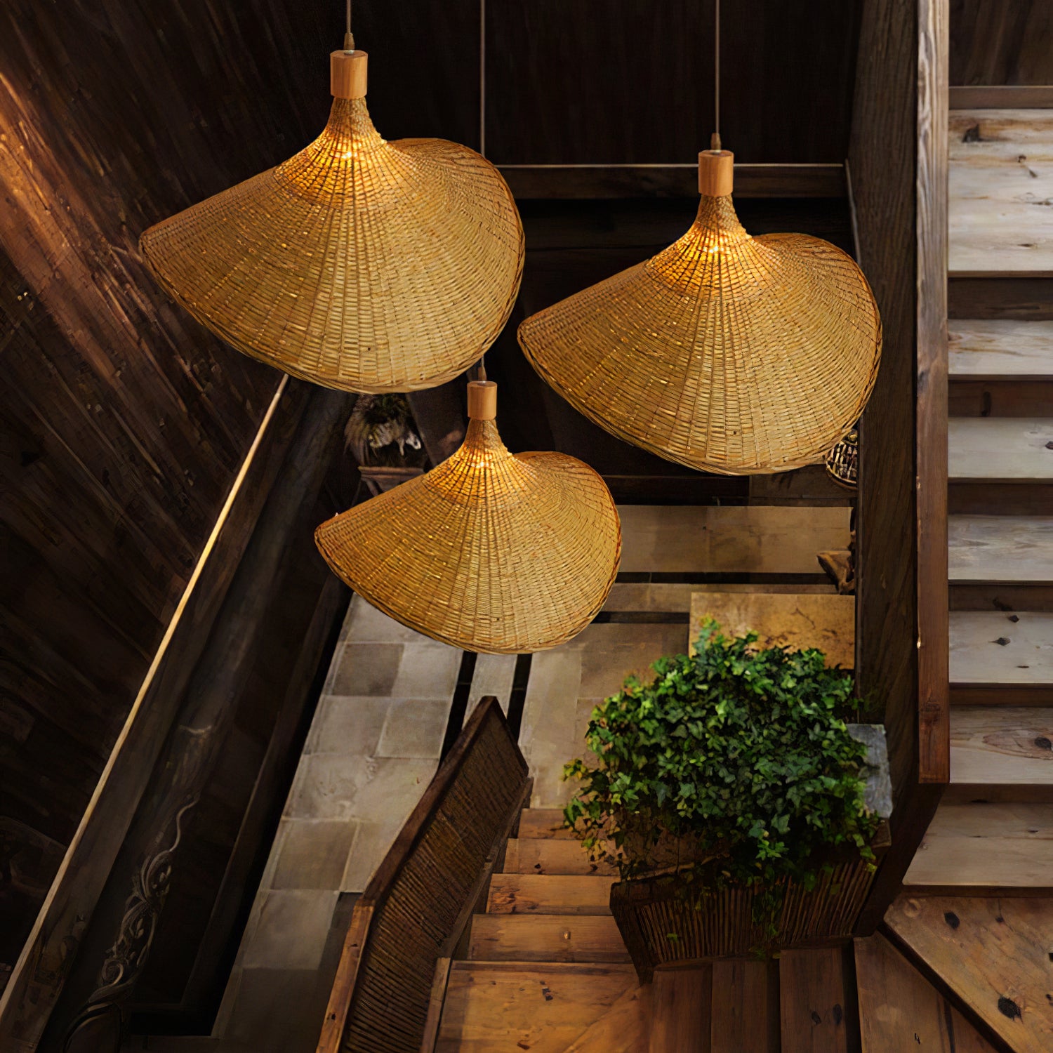 Rattan Weave Hat Pendant Light - Vakkerlight