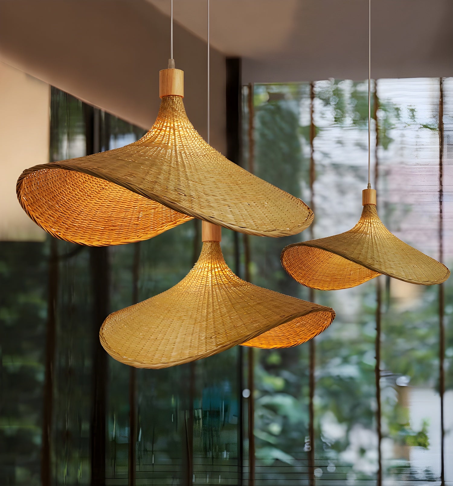 Rattan Weave Hat Pendant Light - Vakkerlight