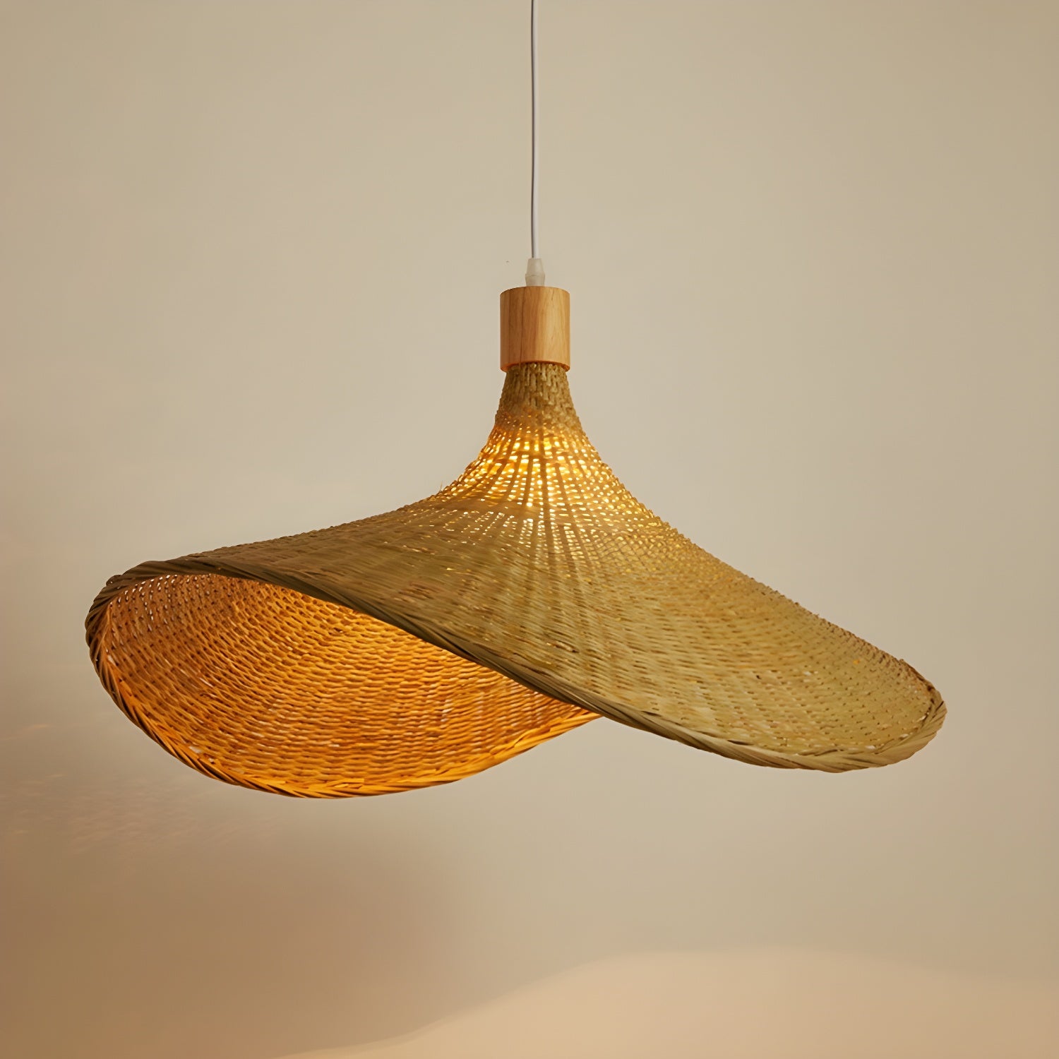Rattan Weave Hat Pendant Light - Vakkerlight