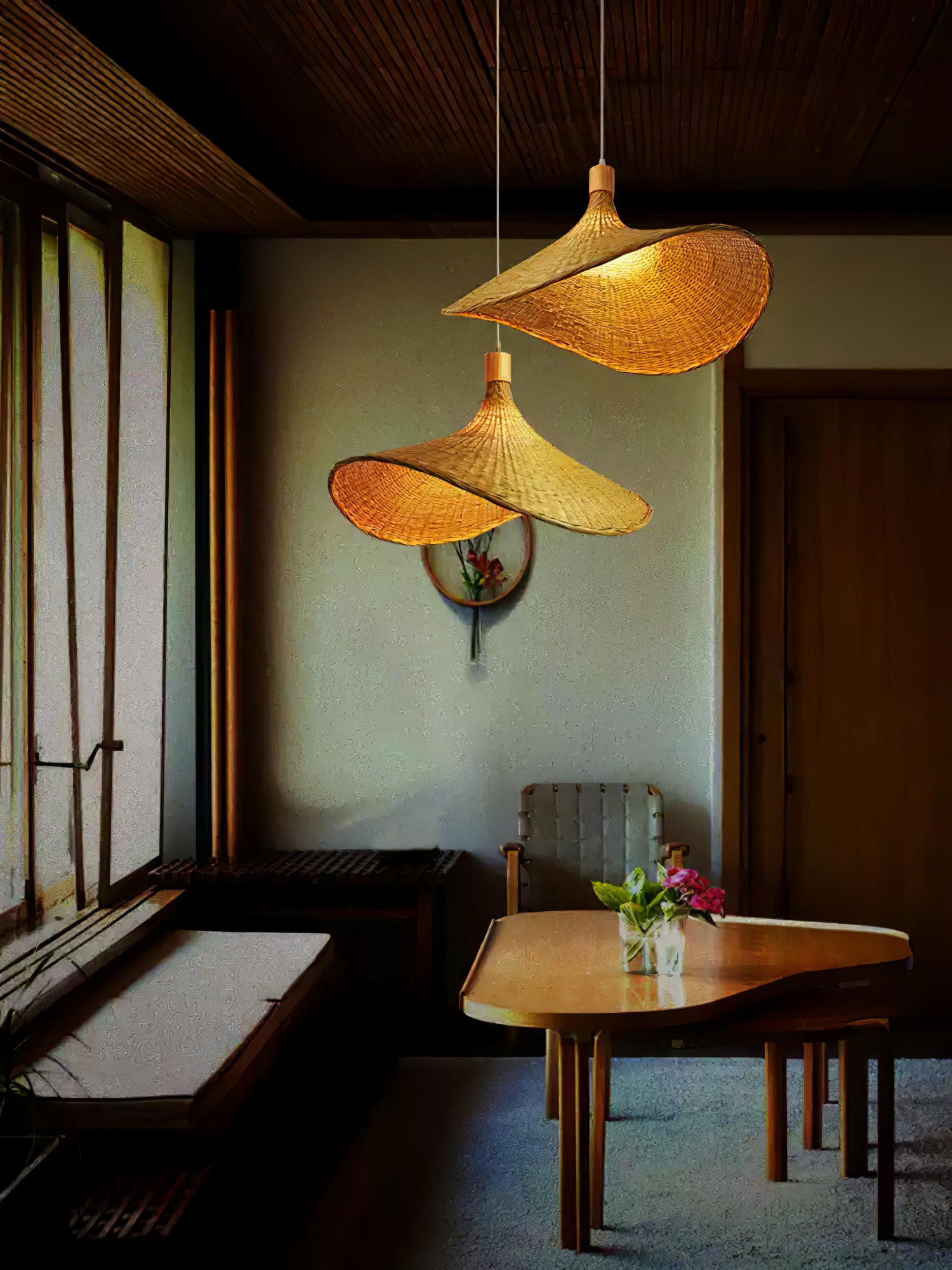 Rattan Weave Hat Pendant Light - Vakkerlight