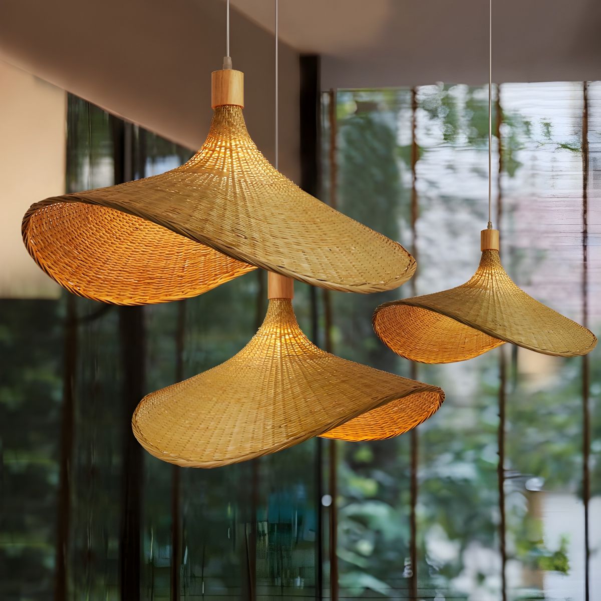 Rattan Weave Hat Pendant Light - Vakkerlight