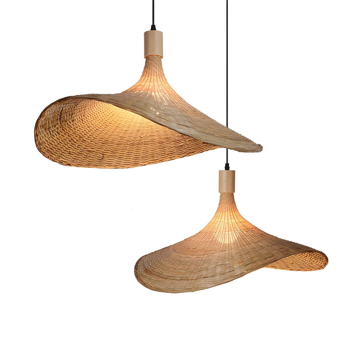 Rattan Weave Hat Pendant Light - Vakkerlight