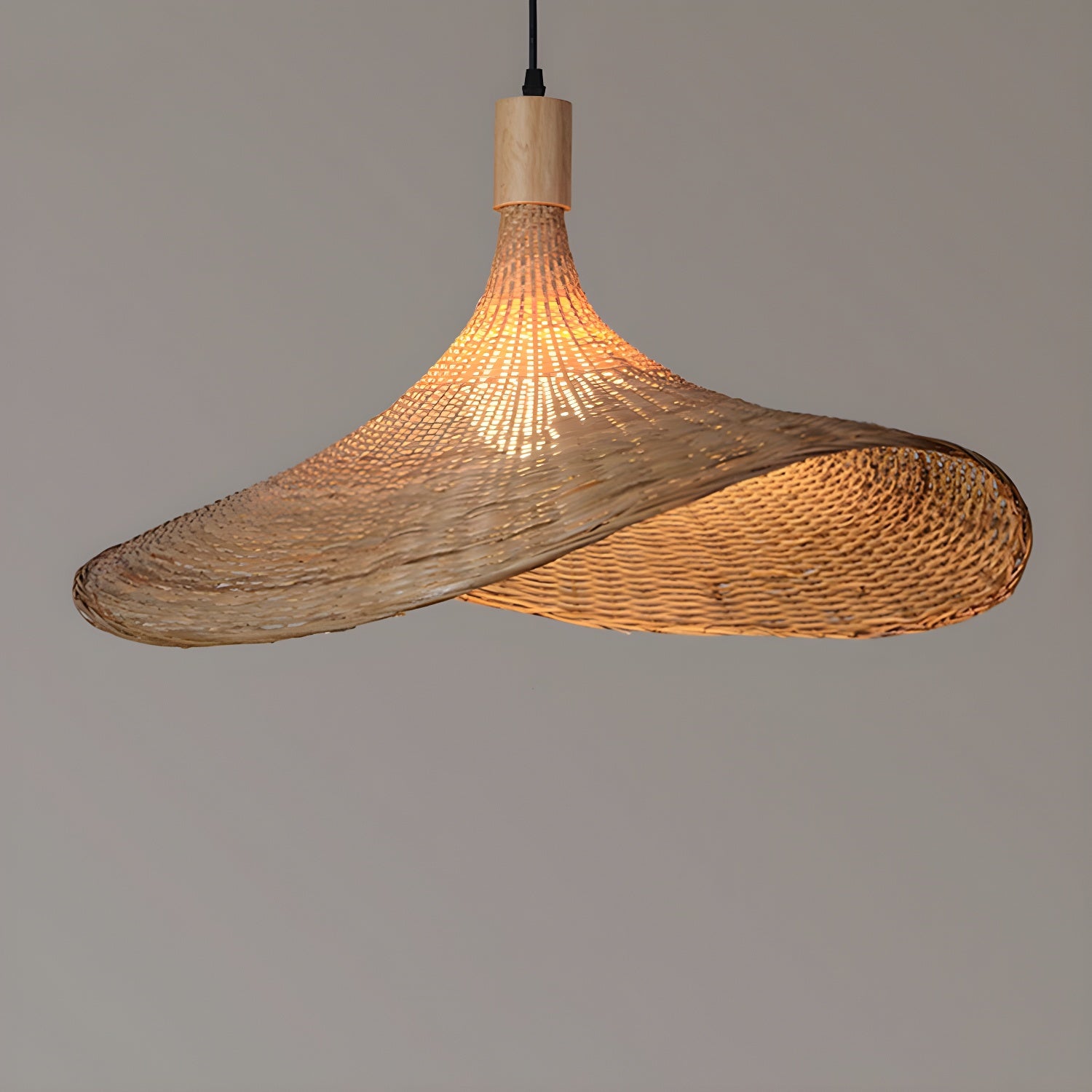 Rattan Weave Hat Pendant Light - Vakkerlight