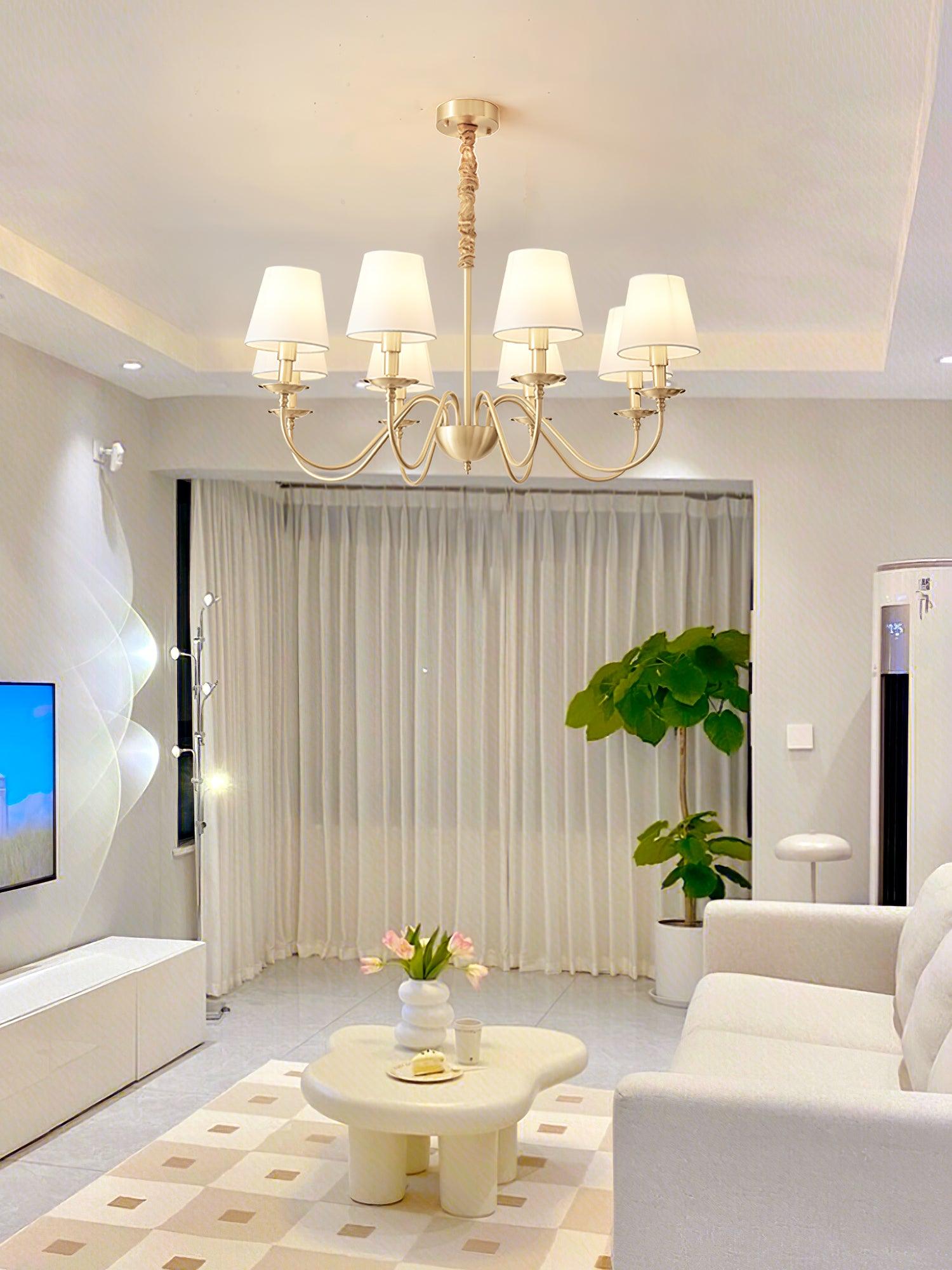 Tapered Fabric Brass Chandelier - Vakkerlight