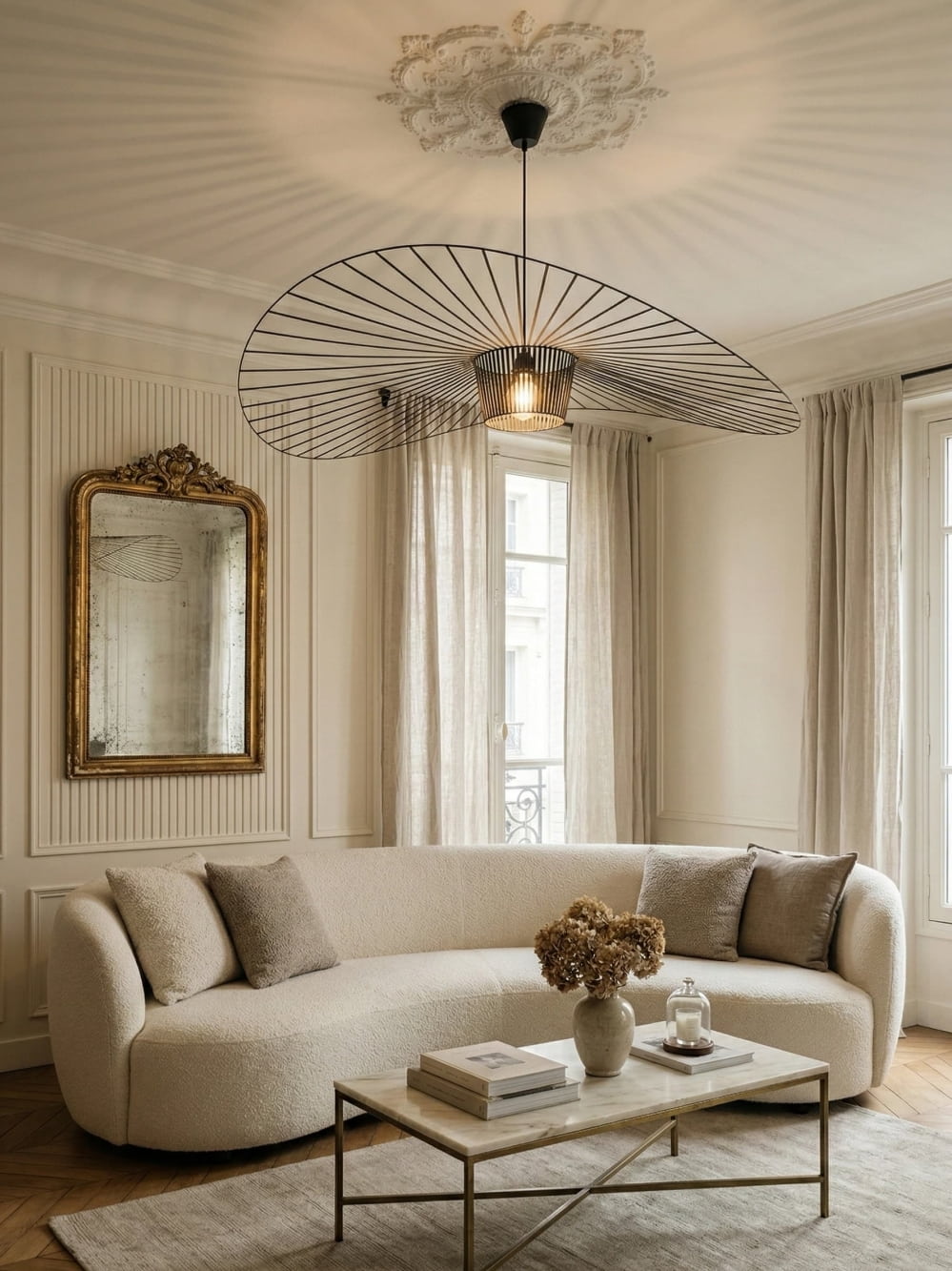 Hanglamp aan een koord TAKARA 1xE27/20W/230V diameter 40 cm beige
