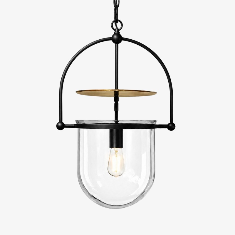 Suspension en verre transparent avec cadre noir