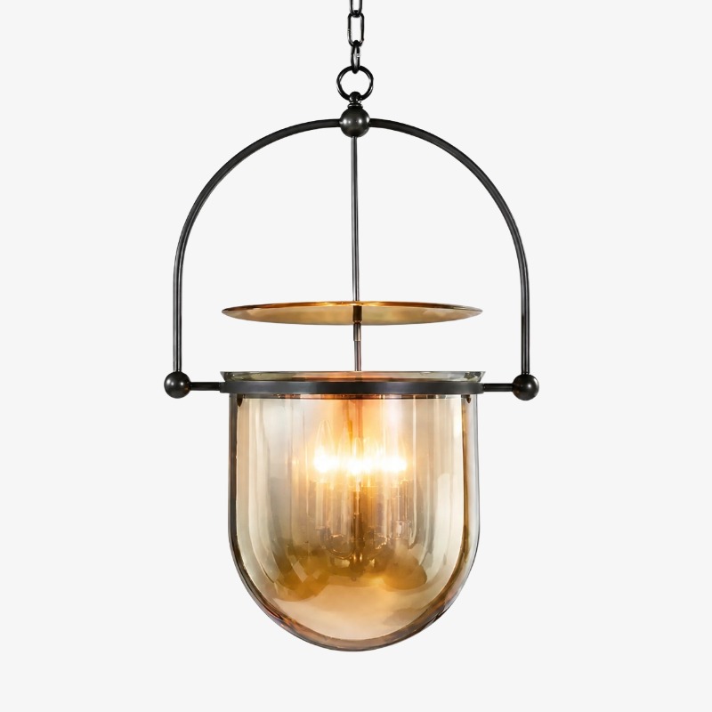 Pendentif en verre ambré avec cadre noir