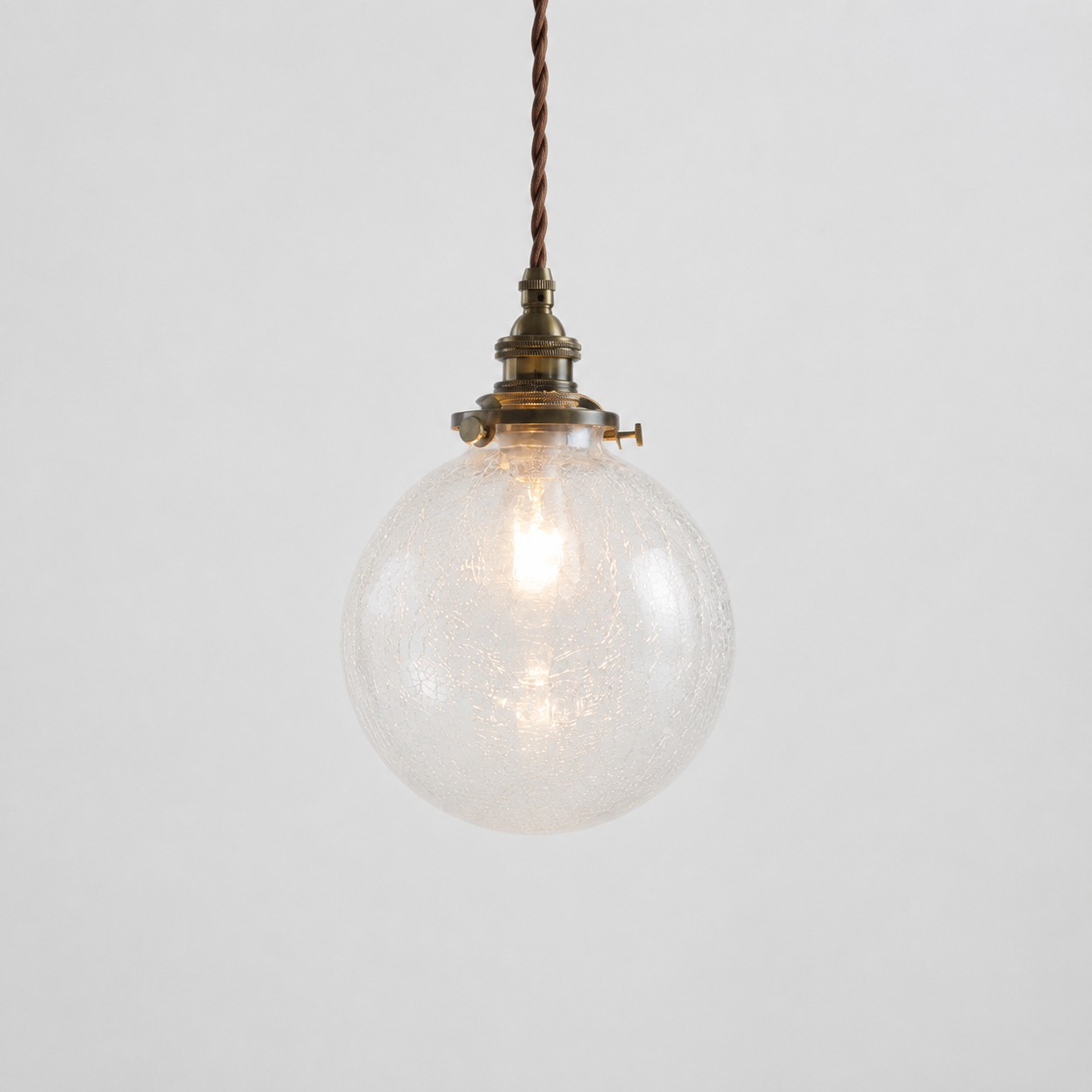 Crackled Glass Globe with Brass Hardware pendant light product view