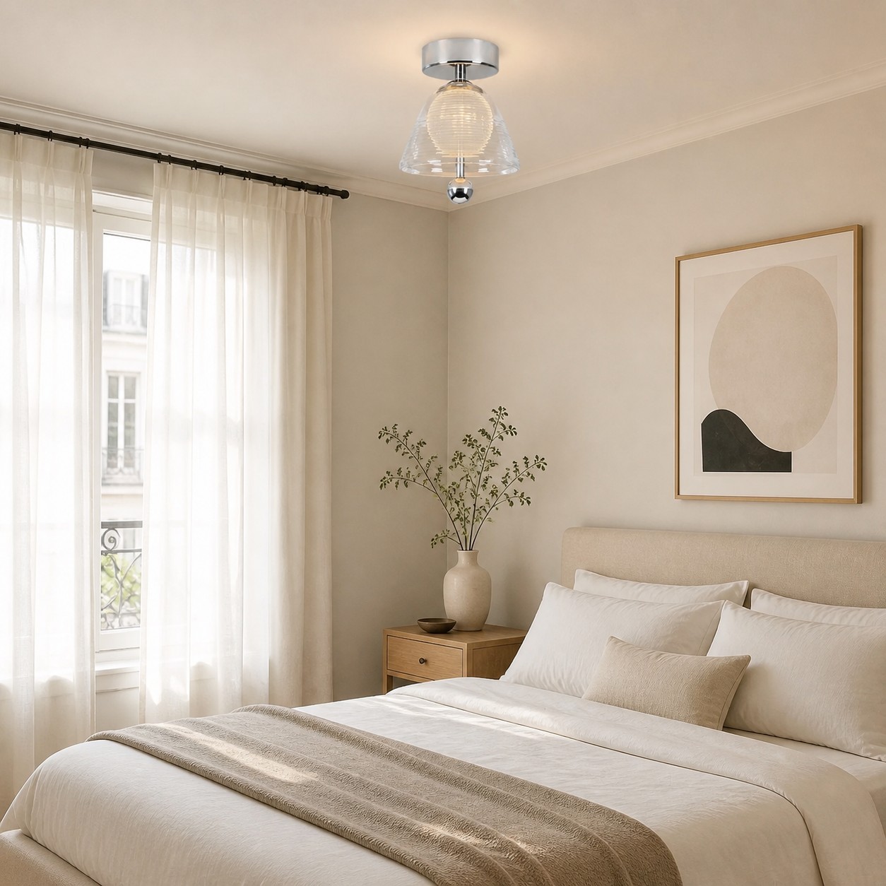 Lampadario a soffitto in una camera da letto