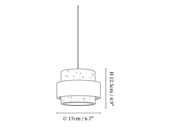 Disegno a tratto, diametro 17 cm, altezza 12,5 cm.