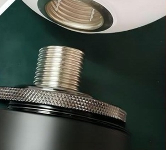 White opal globe lining up with the threaded G9 holder