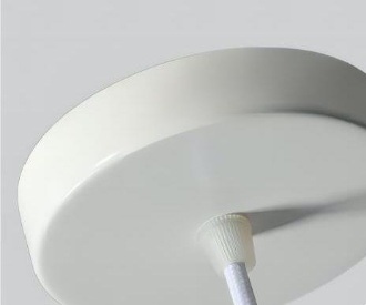 White hardwired ceiling canopy with a fabric cord
