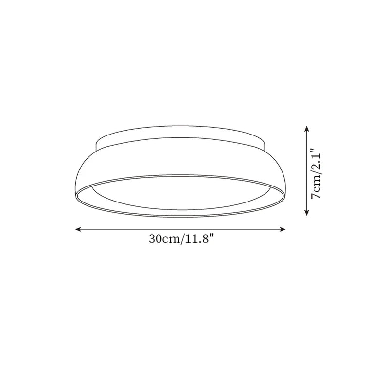 Size diagram Dia 30 cm by H 7 cm