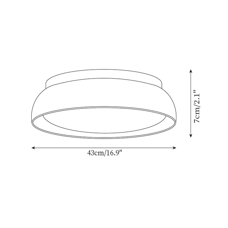 Size diagram Dia 43 cm by H 7 cm