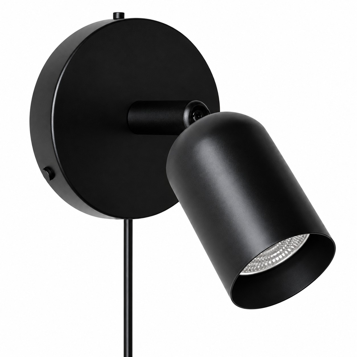 Zwarte wandlamp, stekkerkabel