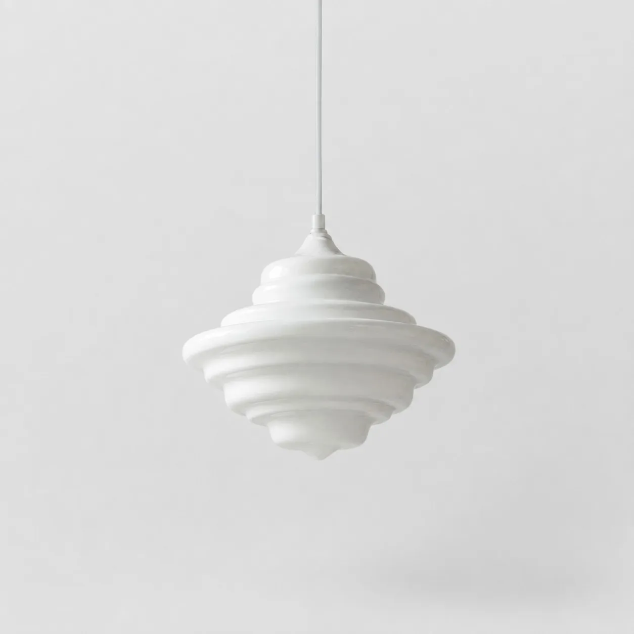 Space Age white glass pendant light product view