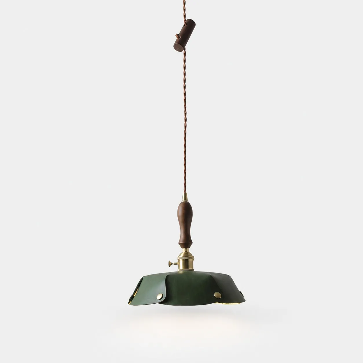 Single Pendant Deep Green Leather Shade Dia. 30 cm / 11.8 in