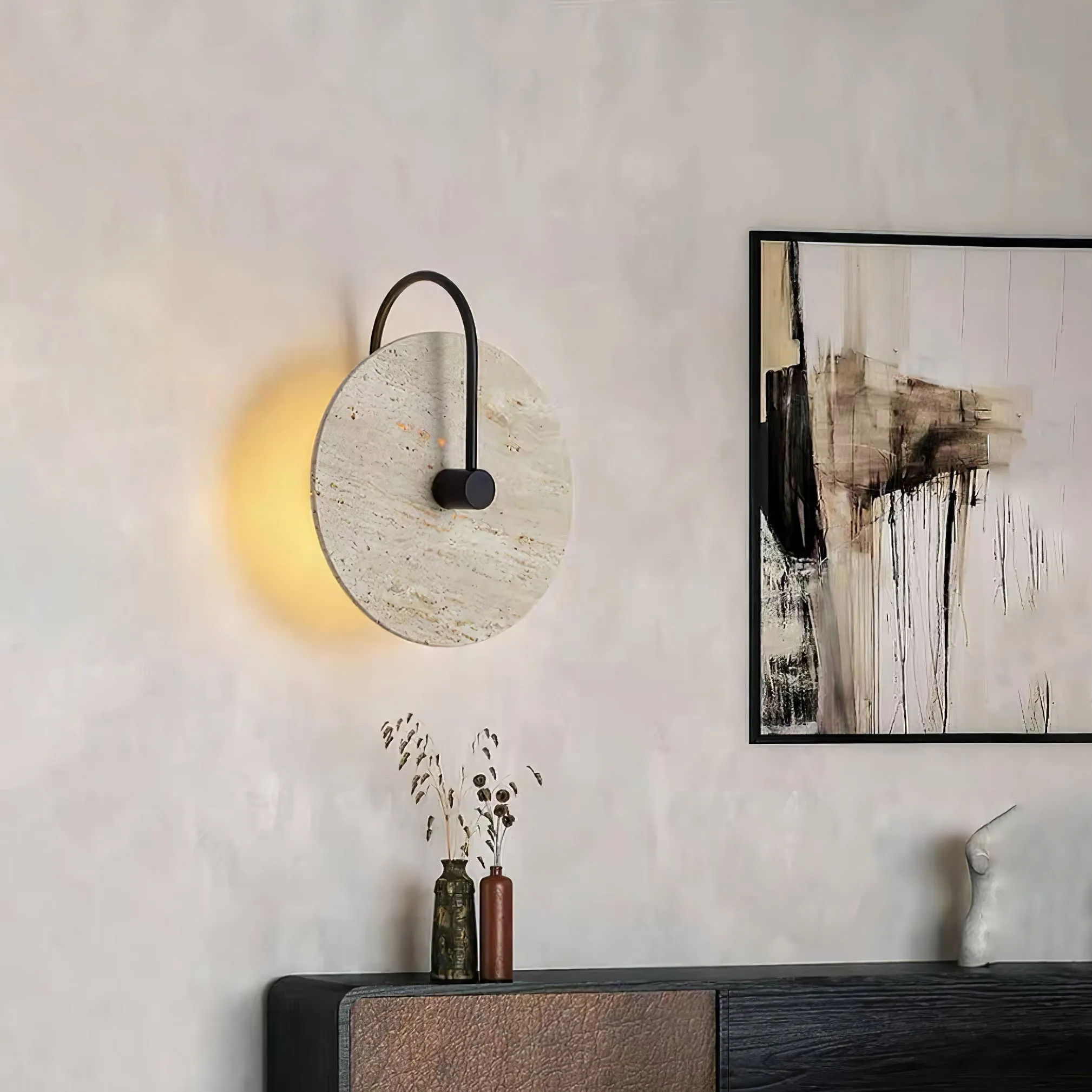 Round Travertine Wall Lamp - Vakkerlight