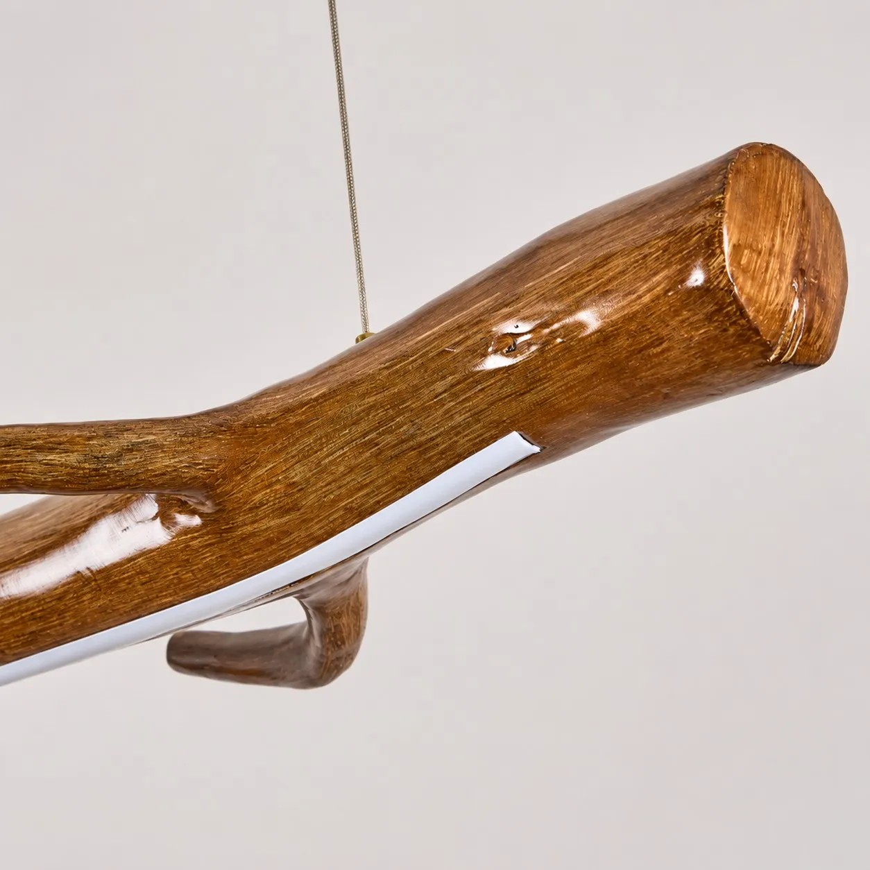 Wood Color Resin Linear Branch Pendant Light