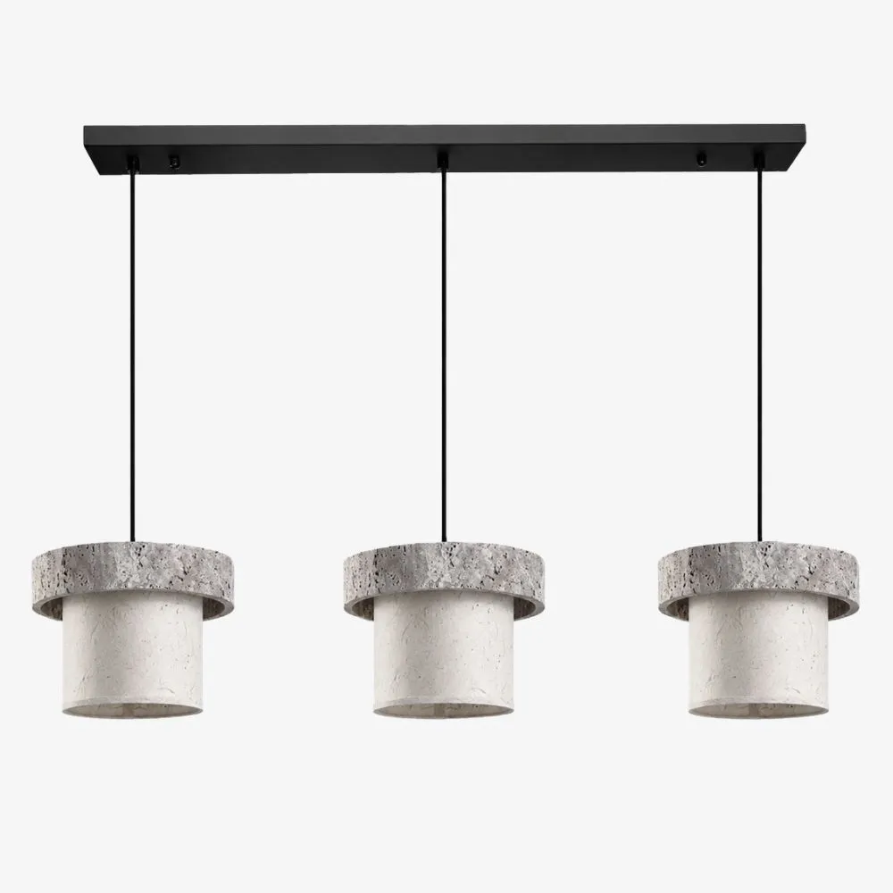 Style D gray travertine stone pendant light with three heads