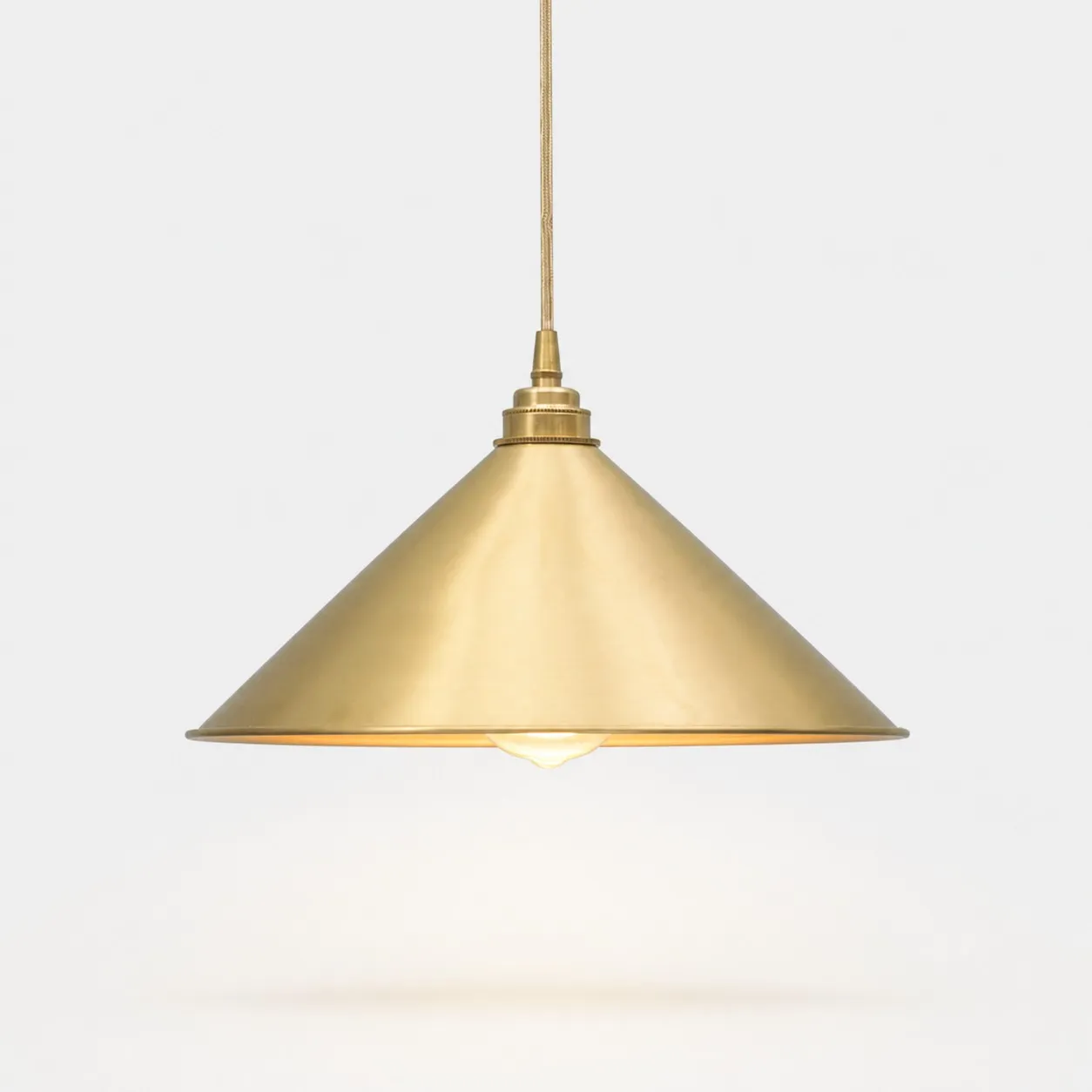 Wide Cone brass pendant light