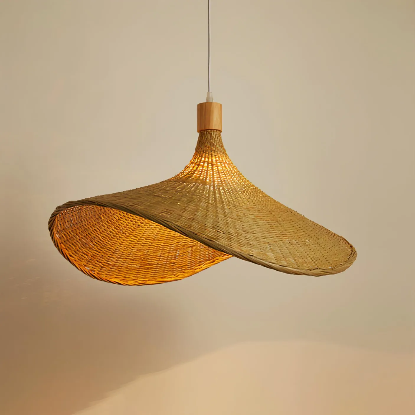 Rattan Weave Hat Pendant Light - Vakkerlight