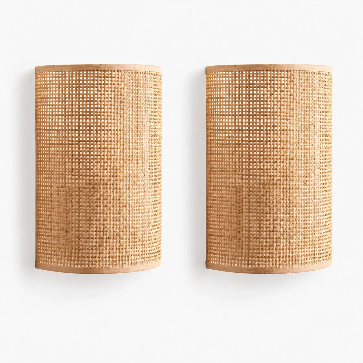 Japanese Rattan Wood Wall Sconce