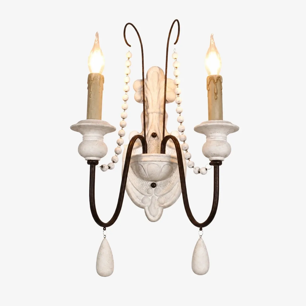 Retro White two-light wall sconce