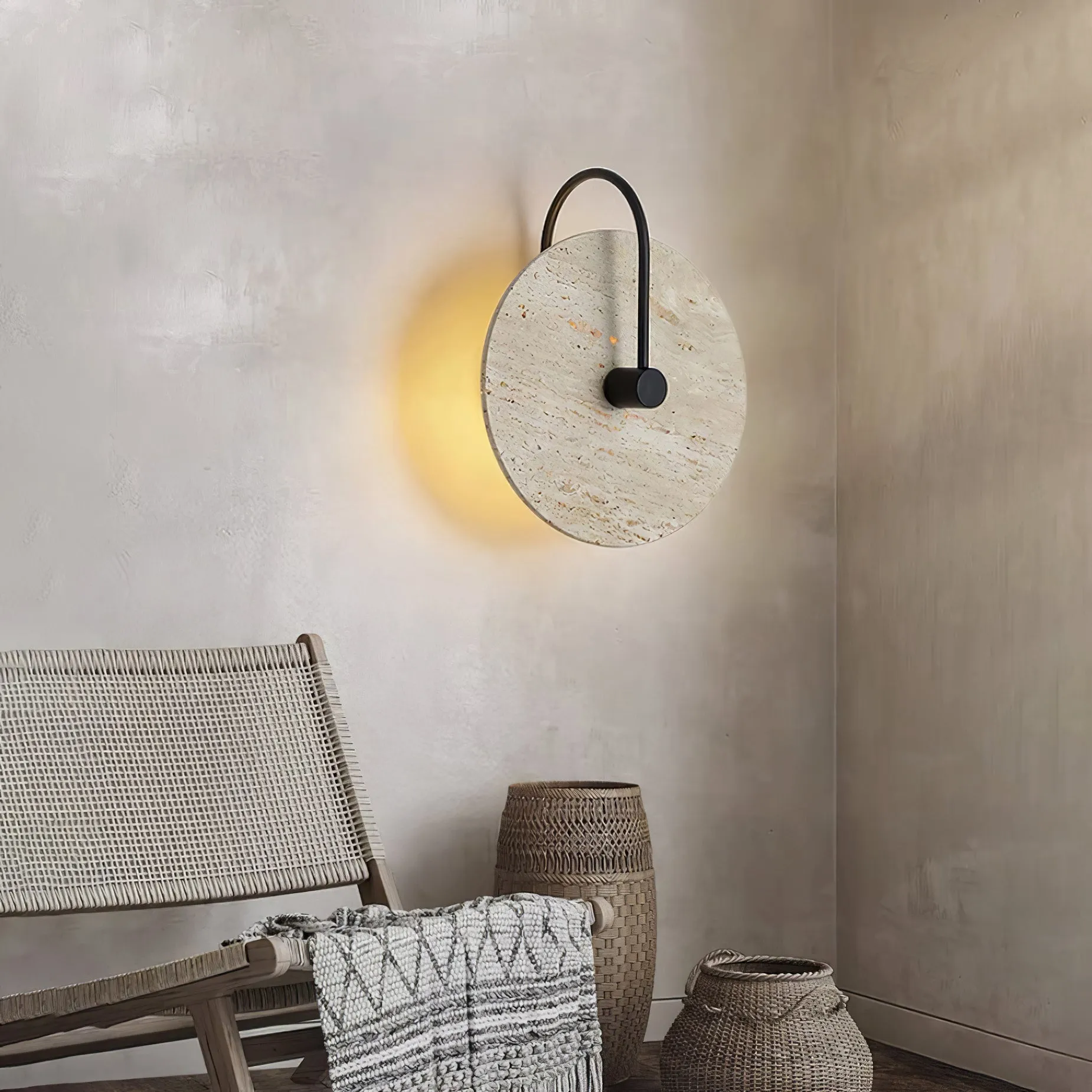 Round Travertine Wall Lamp - Vakkerlight